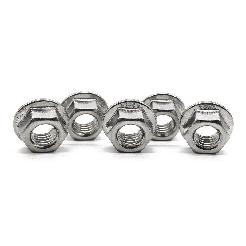 FullerKreg (50 Pcs) M6 x 1mm Serrated Hex Flange Nut, 18-8 Stainless Steel, Bright Finish M6 50PCS