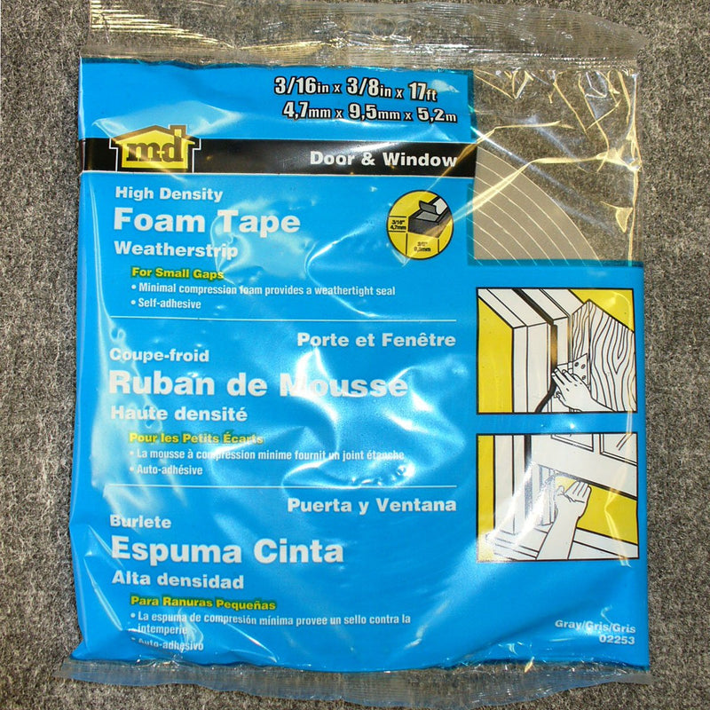 [Australia - AusPower] - Weather Proof Closed Cell PVC Foam Tape MD Building Products 02279 Gray 1/4" x 1/2" x 17' 