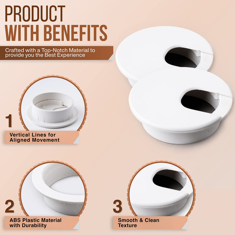 [Australia - AusPower] - MAHDPRO Desk Grommet White 2 Inch (50 mm) Pack of 5-ABS Plastic Desk Cord Hole Cover to Arrange Cables & Wires Through Computer Table/Countertops 2 Inch-White-5PCS-ABS 