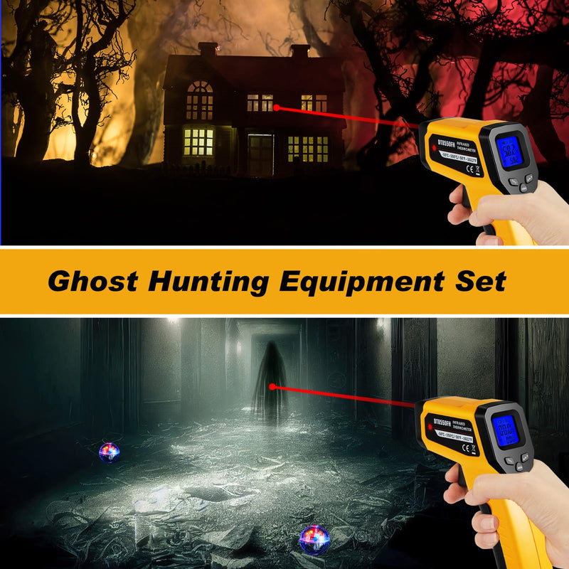 [Australia - AusPower] - 3 Pack Infrared Thermometer Gun -58℉ to 1022℉ Laser Temperature Gun Includes 1 Pack Digital Infrared Thermometer Gun (-50℃ to 550℃) and 2 Pack Cat Balls Toys for Griddle,Grill, Oven, and A/c 