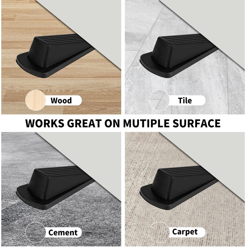 [Australia - AusPower] - Door Stoppers, 2 Pack Premium Rubber Door Stoppers for Bottom of Door Security Rubber, Door Stopper Wedge for Carpet Heavy Duty Door Black-2PCS 