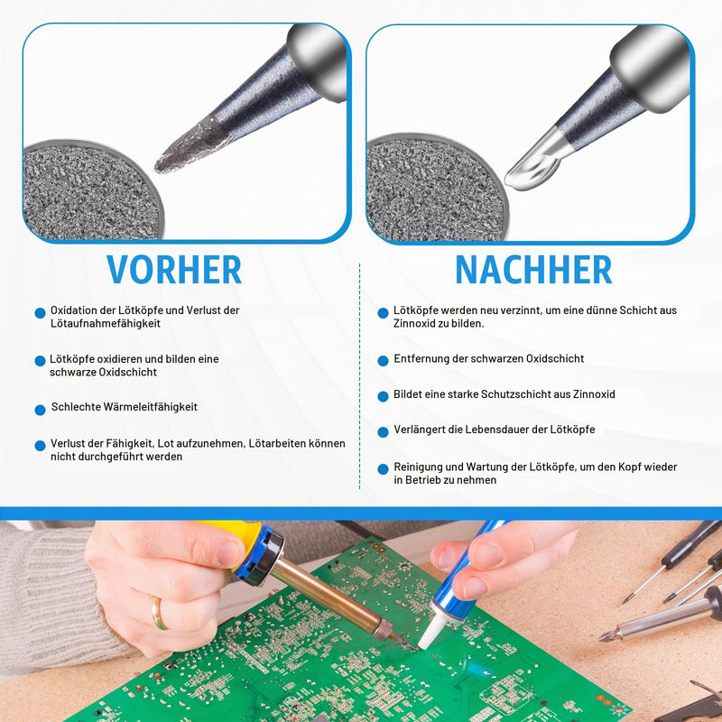 3 cans of soldering tip cleaner, soldering tips reactivator, reactivation oxidised soldering tips, used for maintenance and repair of the soldering tip (net weight: 16 g can)