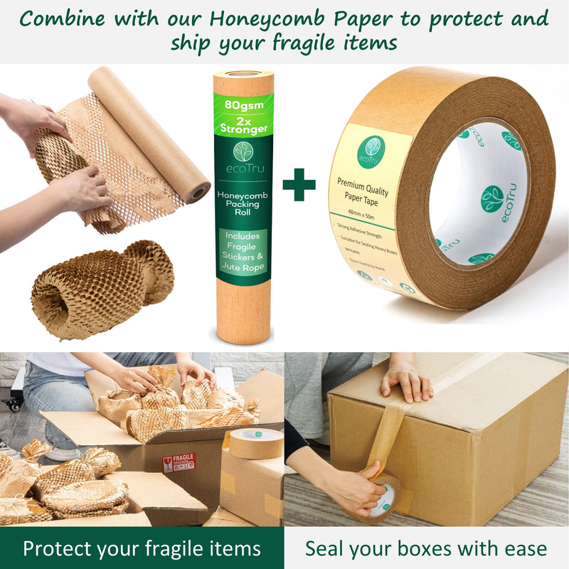 [Australia - AusPower] - Ultra Strong Kraft Paper Packing Tape, Heavy Duty Brown Packing Tape for Box & Carton Sealing Packaging Shipping Moving & Masking, Eco Friendly & Biodegradable, Printable, 2 Inch x 55 Yard 2 Inch x 55 Yards 1 