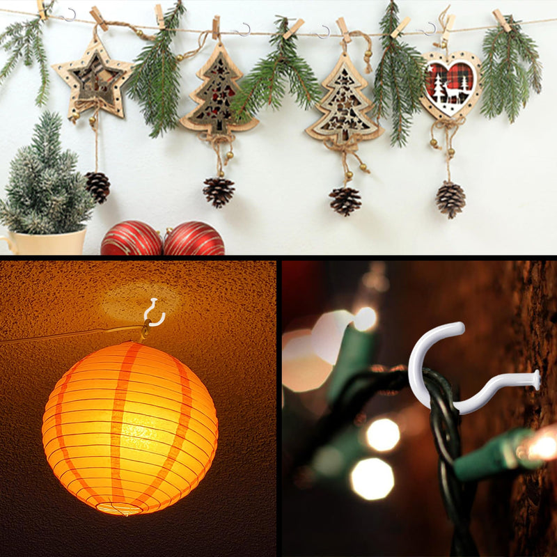 [Australia - AusPower] - 12 Pcs Ceiling Hooks for Hanging Plants, Cups, Utensils and Christmas String Lights, 1-1/4 inch Vinyl Coated Screw-in Plant and Cup Hooks for Wooden and Drywall with Anchors - White 12Pcs 1-1/4 inches 