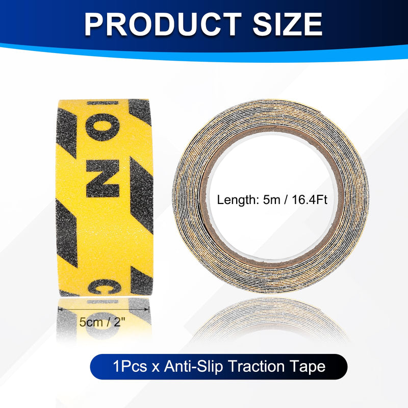 PATIKIL 1Pcs Frosted Non-Slip Tape - 16.4 ft x 2 Inch, Heavy Duty Anti Slip Grip Safety Caution Tape High Adhesion & Waterproof, Suit for - Outdoor/Stairs, Yellow Black 1