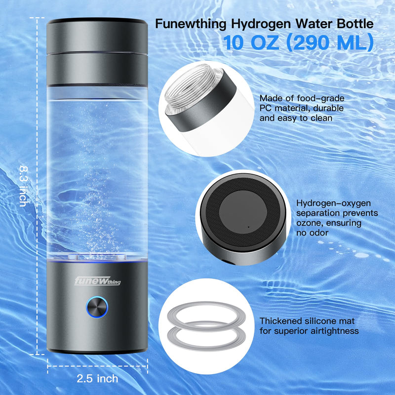 [Australia - AusPower] - Hydrogen Water Bottle Generator,5500ppb Portable Water Ionizer Machine with SPE/PEM Technology in 5-Minute Electrolysis, Rechargeable Hydrogen Rich Cu 5500ppb-Silver 