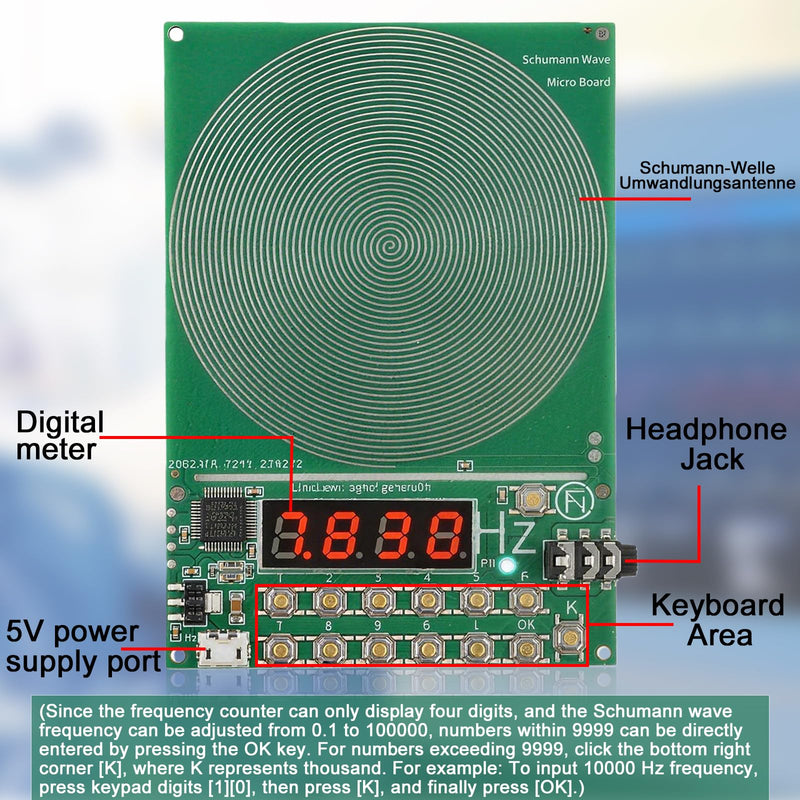 Schumann Frequency Generator: 7.83 Hz Schumann Wave Generator with Display, USB Port Frequency Generator, Natural Resonance, Stress Relief for Room Harmony, 0.1 ~ 100,000 Hz Adjustable