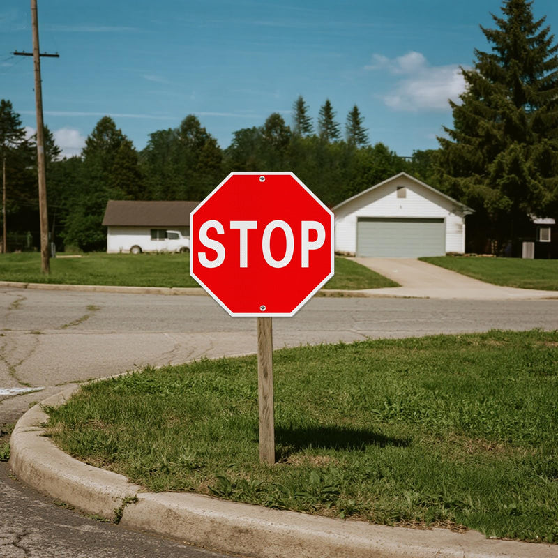 Stop Sign, 18 x 18 Inches Street Road Reflective Warning Signs, Rust Free Aluminum Sign, UV Protected and 2 Pre-drilled Holes
