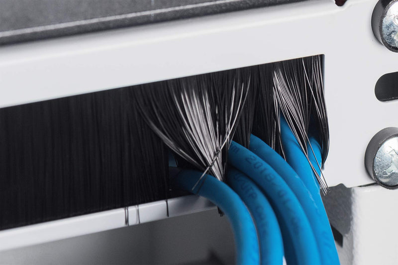 DIGITUS Cable Management Panel, Black | Cable outlet HxW: 30x400 mm - For network cabinets & network cables - Black