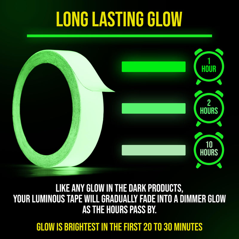 Lockport Glow in The Dark Tape - 2 Pack - 30 Ft x 1 in - Bright - Rechargeable - Reflective - Halloween Decoration, Christmas Decor, Night Decorations, Safety and Home Marking, Stairs, Exit Sign 2-Pack (Bulk Pack)