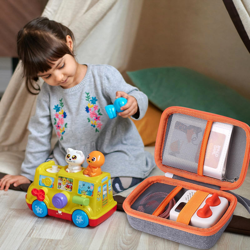 [Australia - AusPower] - co2CREA Hard Case Compatible with Yoto Mini Kids Audio Music Player Children Speaker Plays Audiobook Cards Radio and Card Case Hold up to Yoto 36 Cards Grey Case and Orange Zipper 