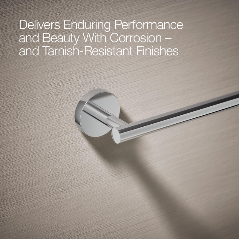 KOHLER K-27288-CP Elate® 12" Towel Bar, Minimalist Design, Premium Durable Metal, Corrosion Resistant, Polished Chrome