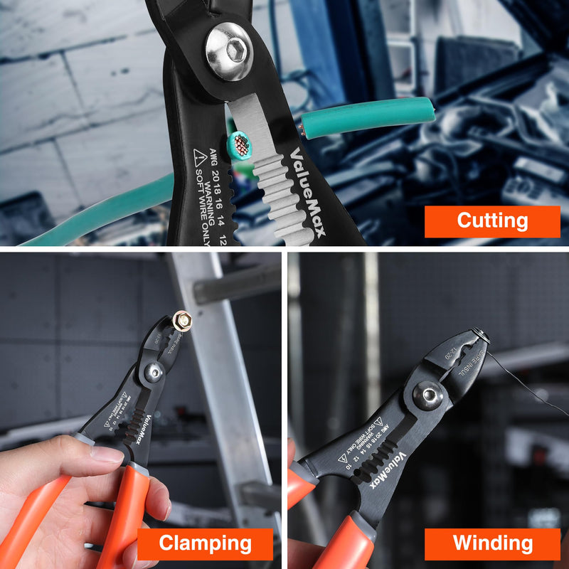 [Australia - AusPower] - Valuemax 4-in-1 Wire Stripper Tool, Wire Stripper, Wire Cutters, Wire Crimping Tool, Multifuntional Electrician Pliers for Clamping, Stripping, Cutting, Crimping, 10-20 AWG 
