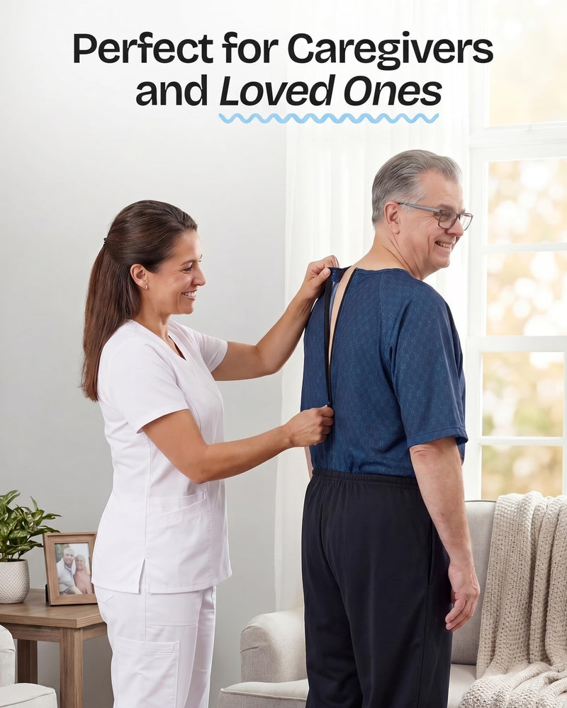 Ovidis Dementia Clothes - Alzheimers Anti-Strip Jumpsuit with Back-Zipper for Elderly Men - Bobby Medium Starlight