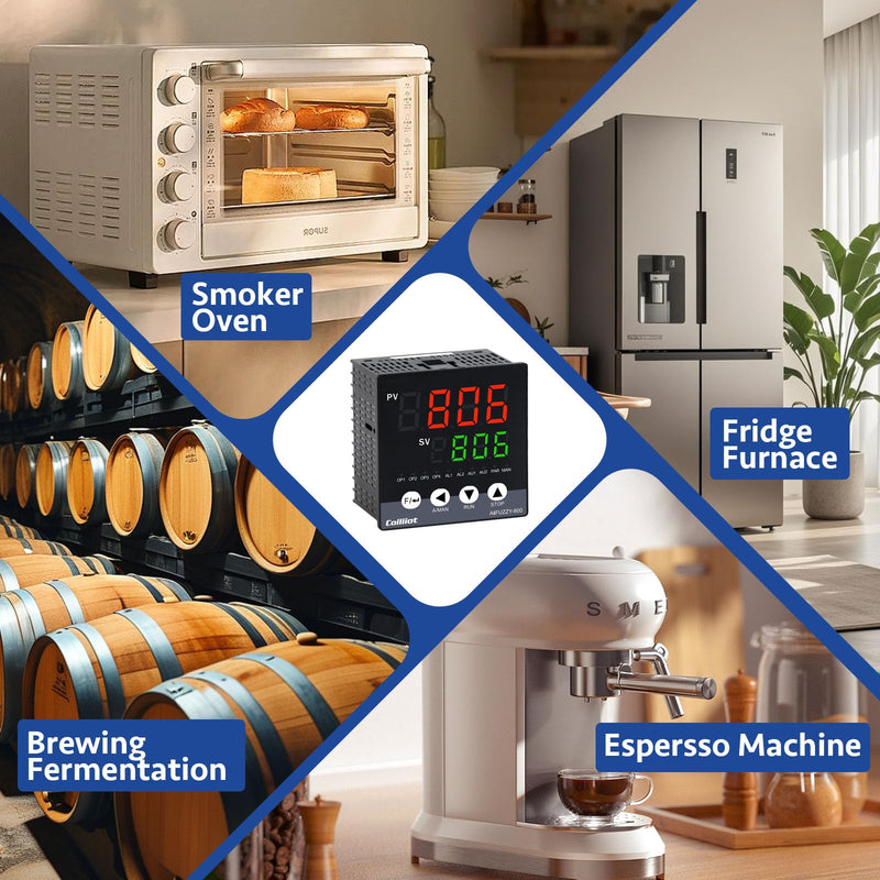 [Australia - AusPower] - PID Temperature Controller, Coiliiot Voltage AC100-240V, LED Display, Relay & SSR Dual Output, One Alarm Output, PID Thermostat with K Thermocouple (96mm*96mm) 96mm*96mm 