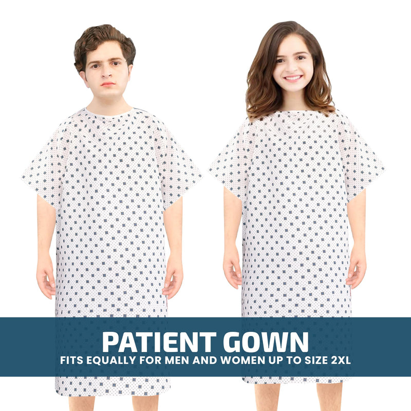 Linteum Textile Supply Hospital Patient Gowns Cotton Blended Unisex Comfortable & Durable with Back Ties Fits Up to 2XL Blue - Snow Flake 4