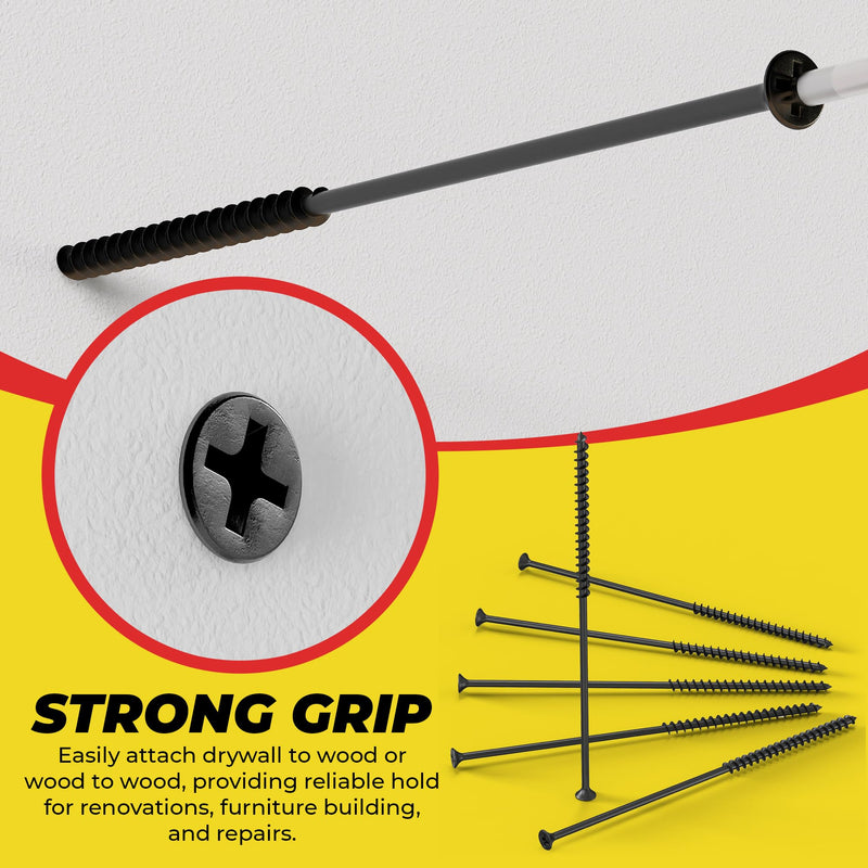 [Australia - AusPower] - Qualihome #10 Coarse Thread Sharp Point Drywall Screw with Phillips Drive #2 Bugle Head, 1 Lb/Pound, Black, Ideal Screw for Drywall Sheetrock, Wood and More (6 Inch) 6 Inch 