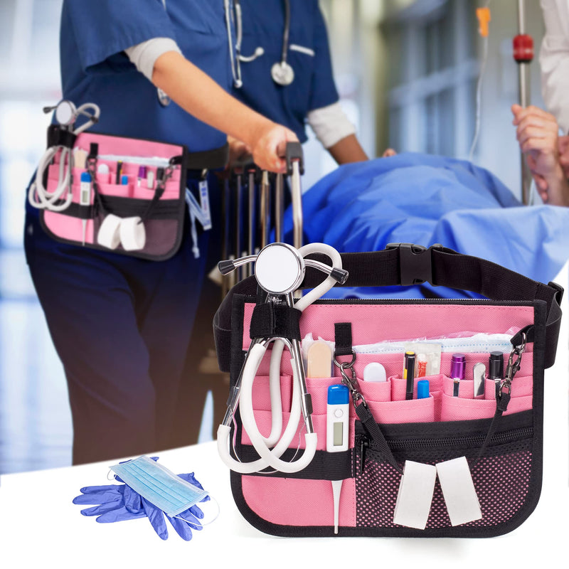 [Australia - AusPower] - Damero Nurse Fanny Pack, Nurse Waist Bag with Tape Holder, Nurse Tool Belt for Stethoscopes, Bandage Scissors and Other Medical Supplies, Pink 
