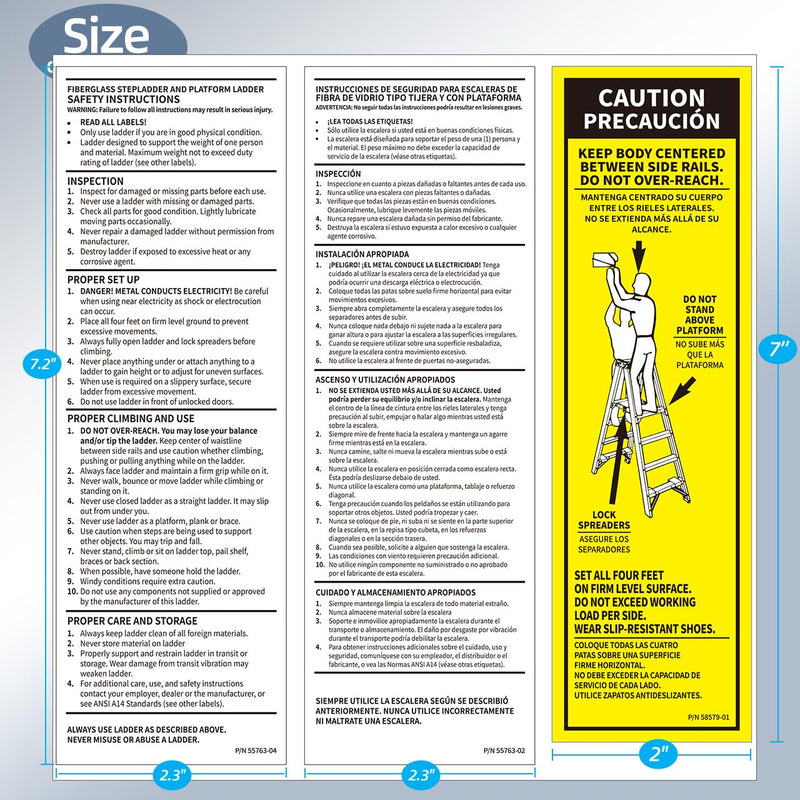 20 Set Fiberglass Step Ladder Label Kits Compatible with Werner Extension Ladder Safety Inspection Stickers Replacement Parts
