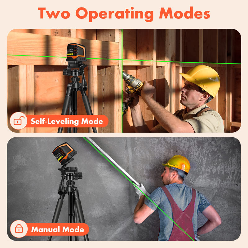 [Australia - AusPower] - Rechargeable Laser Level Self Leveling, High Accuracy Cross Line Laser Level Green 66ft Horizontal & Vertical Expanded Angle 150° Electronic Lazer Level for Tiling, C2-120G 