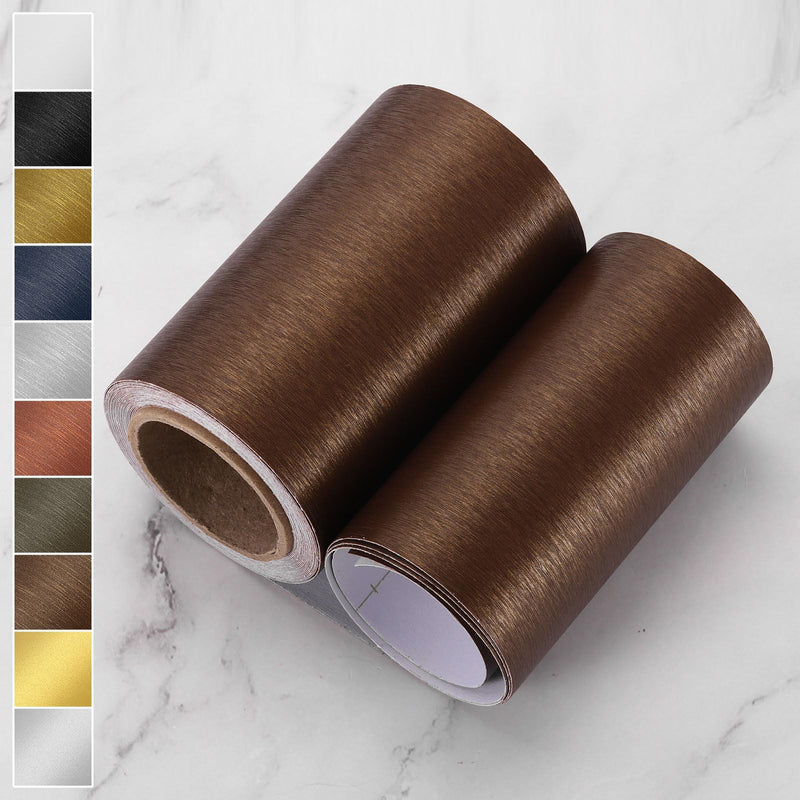 HARFINGTON Mirror Border Peel and Stick Wood Grain Tape 3" x 39ft PVC Self-Adhesive Waterproof Frame Sticker Removable Wallpaper for Bathroom Cabinet Door Photo Frame, Bronze Gold 3 IN x 39 FT