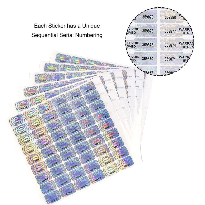 120 pcs Security Hologram Stickers, Void Tamper Proof Sticker, Warranty Tamper Evident Labels, Unique Sequential Serial Numbering (WZRYSEAL 0.95 Inch X 0.65 Inch) 120