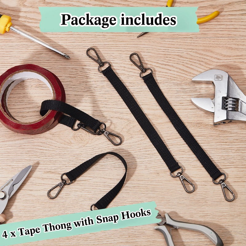[Australia - AusPower] - Electrical Tape Holder Strap Tape Measure Holder for Belt Tape Thong with Snap Hooks Polyester Electrical Tape Holder Chain Electrical Tape Strap for Pouch Bag Tool Box Construction, Black 4 