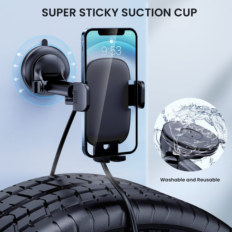 [Australia - AusPower] - Qifutan Car Phone Holder Mount Phone Mount for Car Windshield Dashboard Air Vent Universal Hands Free Automobile Cell Phone Holder Fit iPhone Black 