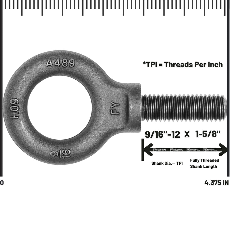 3 Pcs Lifting Shoulder Eye Bolts 9/16"-12 X 1-5/8" 9/16"-12 X 1-5/8" Self Colored 3