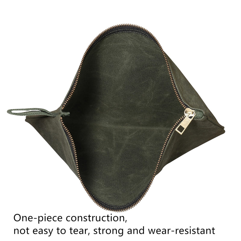 Tool Pouches with Smooth Zipper, Heavy Duty 16oz Waxed Canvas Tool Pouch, One-piece Waterproof Tool Bags,12.5X8.4 Inches (4 Pack) Large Black/Khaki/Navy/Army Green