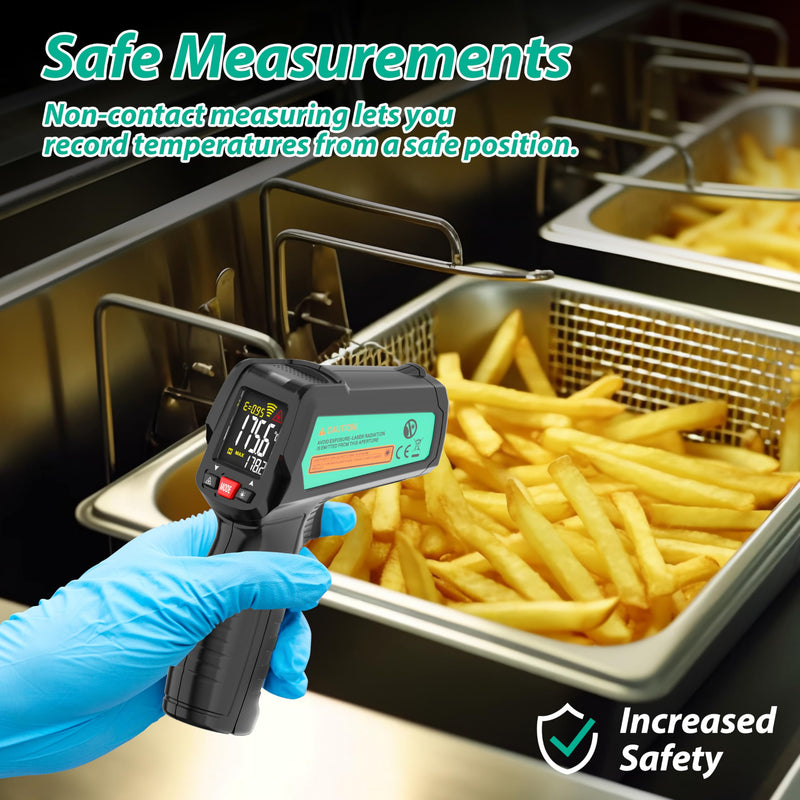 [Australia - AusPower] - Infrared Thermometer, Laser Temperature Gun Adjustable Emissivity Max Measure, Non Contact Surface Outdoor Heat Gun, Digital IR Temp Gun for Food, Cooking, BBQ, Pizza Oven, Reptile 