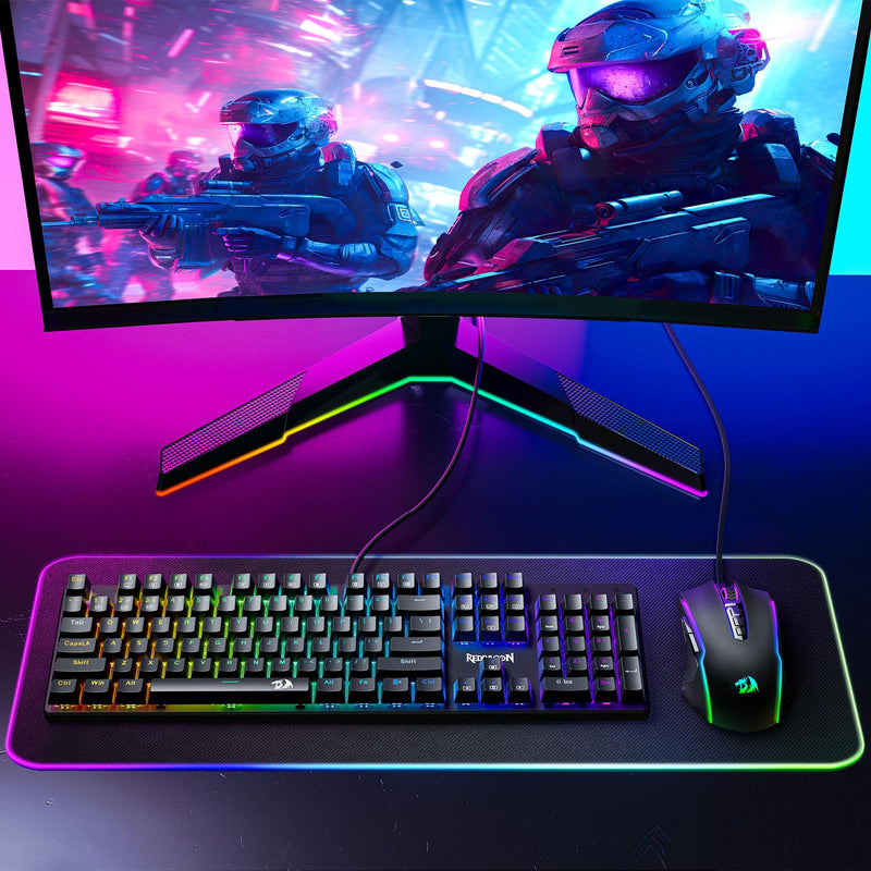 [Australia - AusPower] - Redragon Gaming Mouse, Wired Gaming Mouse with RGB Backlit, 8000 DPI Adjustable, Mouse with 9 Programmable Macro Buttons & Fire Button, Software Supports DIY Keybinds, M910-K Black 