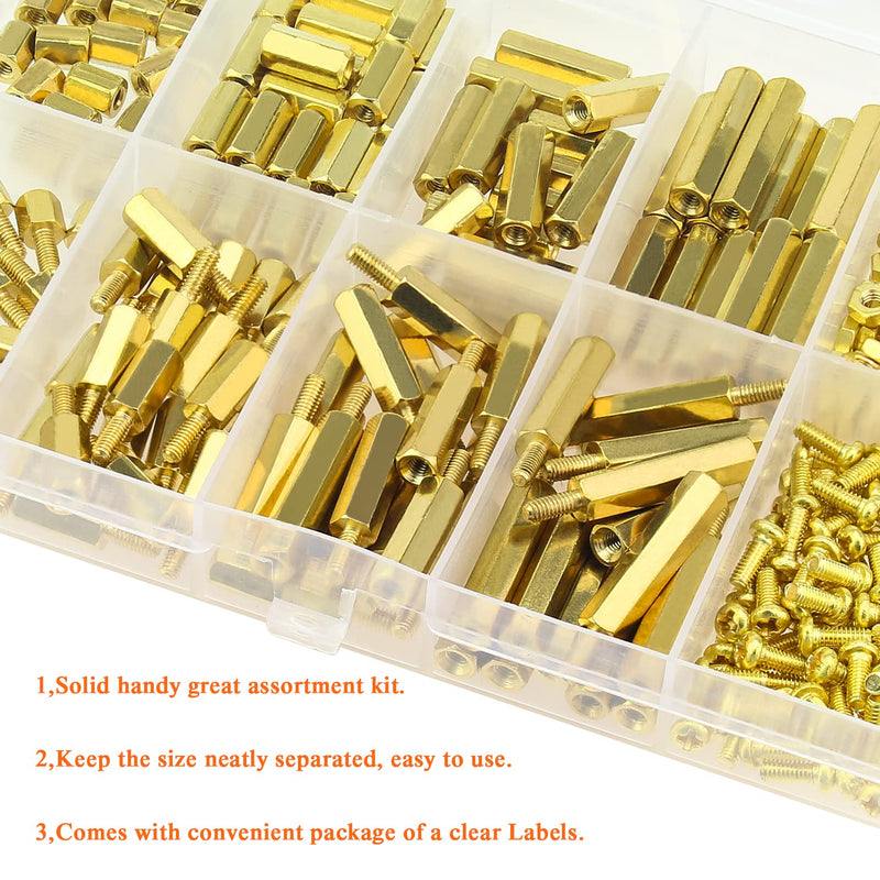 [Australia - AusPower] - 242 Pieces M2.5 Male Female Hex Brass Spacers Standoffs Screws Nuts Assortment Kit, Threaded Pillar for Printed Circuit Board Motherboard M2.5 Brass Standoff Set 
