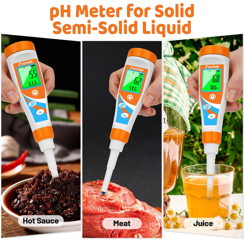 UIUZMAR Smart pH Meter for Food pH Test Kit for Sourdough and Bread Dough Professional Spear Sensor Food Tester Digital pH Meter for Sausages Meat Cheese Sushi Rice and Other Solid Semi-Solid Blue