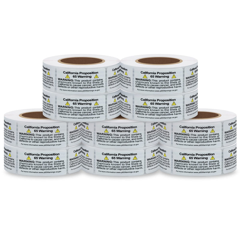 [Australia - AusPower] - California Prop 65 Warning Labels, 1×2 Inch P65 Health Consumer Alert Sign Chemical Safety Self Adhesive Stickers - 500 Labels Per Roll (10 Rolls) 
