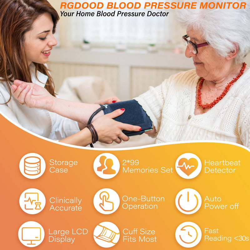 [Australia - AusPower] - Automatic Upper Arm Blood Pressure Monitor, Dual User 2x90 Memories Digital Blood Pressure Machine with (8.5"-16.5") Cuff Size, BP Monitor with 4*AAA Batteries & DC Cable 