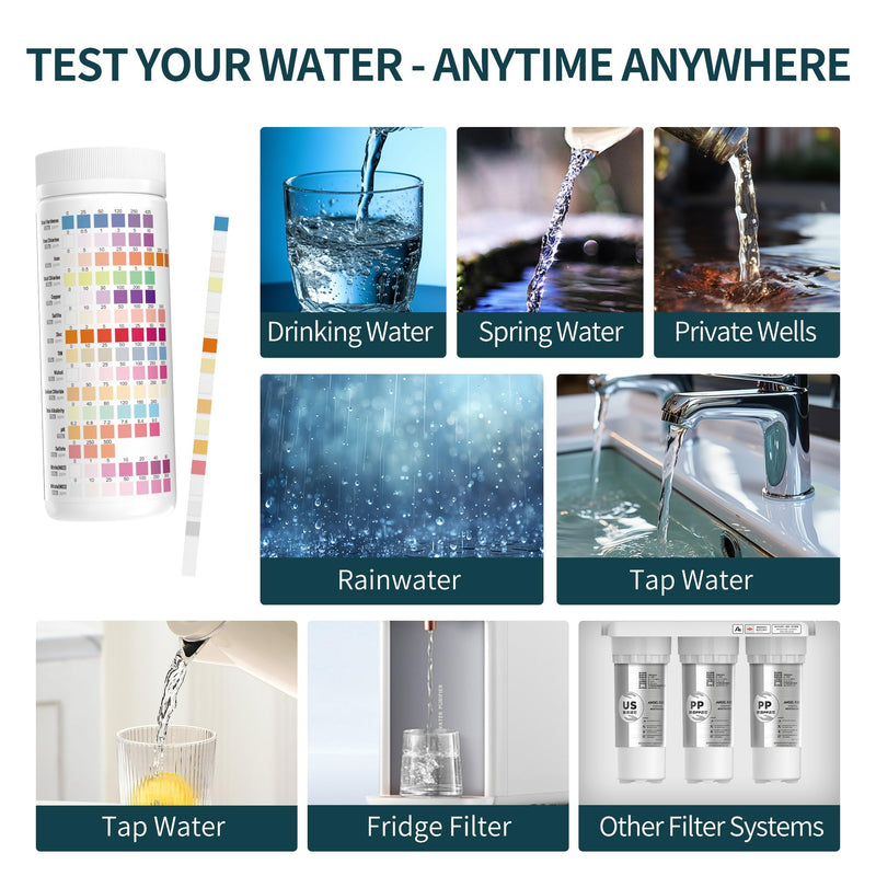 [Australia - AusPower] - EASYTEST 20 in 1 Drinking Water Test Kit - Well Water Testing Kit - Water Test Strip for House Water for pH, Hardness, Chlorine, Lead, Iron, Bacteria & More 20 in 1 Drinking Water Testing Kit 