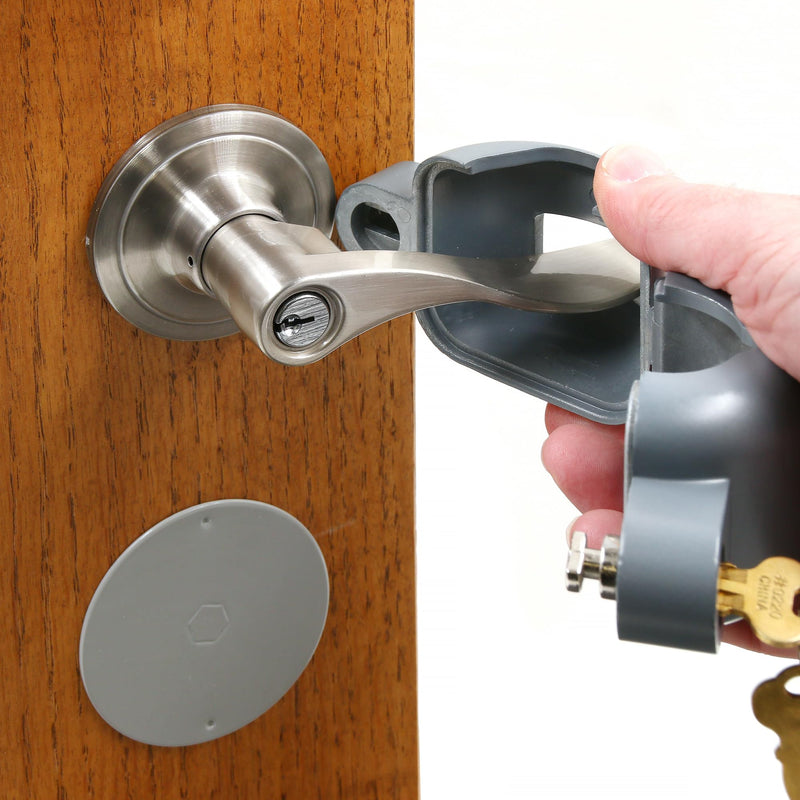 Prime-Line S 4181 Handle Lock-Out Device, Single Pack | Handle Lock with Key, Blocks Access to Keyhole, Removeable and Easy to Use, Fits Round Doorknobs Max 2-7/8 Inch