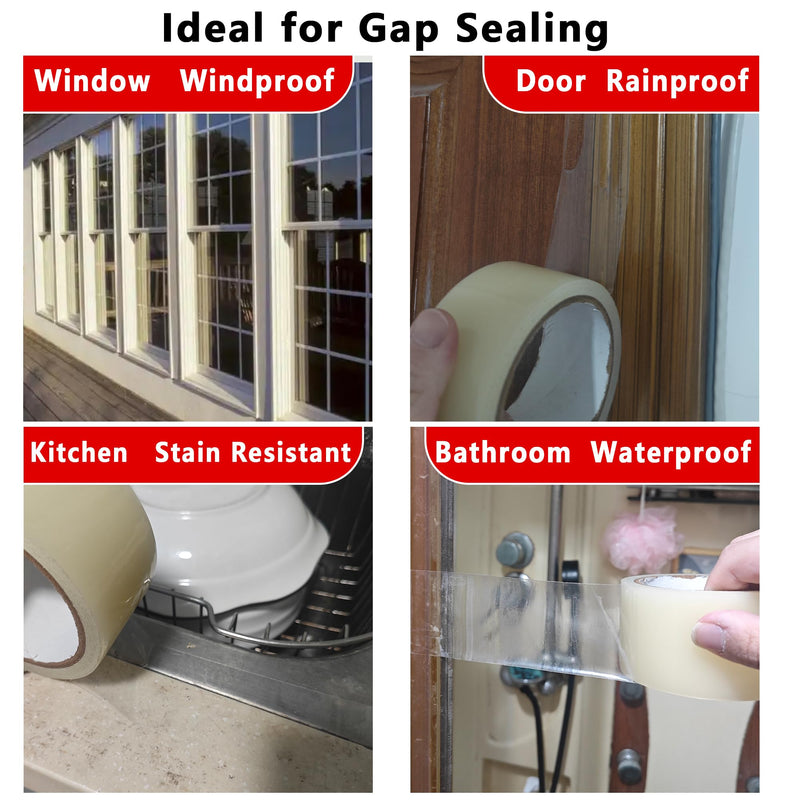 [Australia - AusPower] - SWRT 2”x 30 YD 8 Mil Heavy Duty Transparent Window Weather Sealing Tape, No Residue Window Insulation for Winter, Preventing Cold Air Loss in Summer Door and Window Seal Kit 