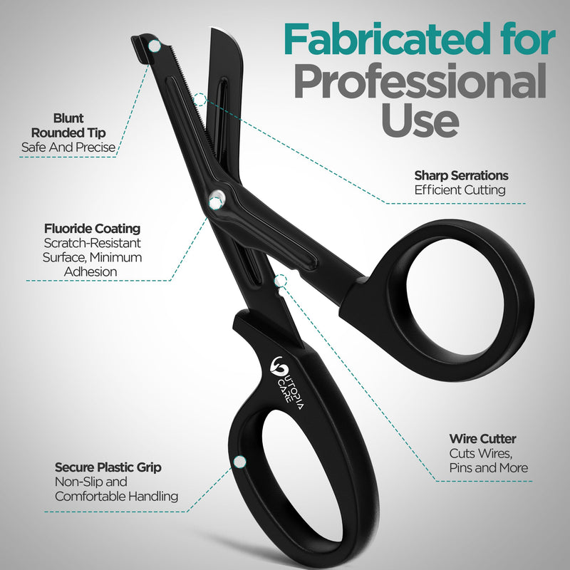 [Australia - AusPower] - Utopia Care Medical Scissors Pack of 1, Stainless Steel EMT Trauma Shears for Nurses, Bandage Scissors with Stainless Steel Blades, All Purpose Surgical Shears, Black 1-Pack 