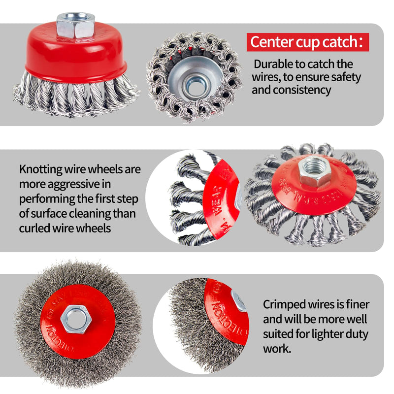 [Australia - AusPower] - Wire Wheel Brush for 4-1/2" Angle Grinder 4 Inch Wire Wheel Set 5/8"-11 Threads Arbor - 2pcs 2 4in 
