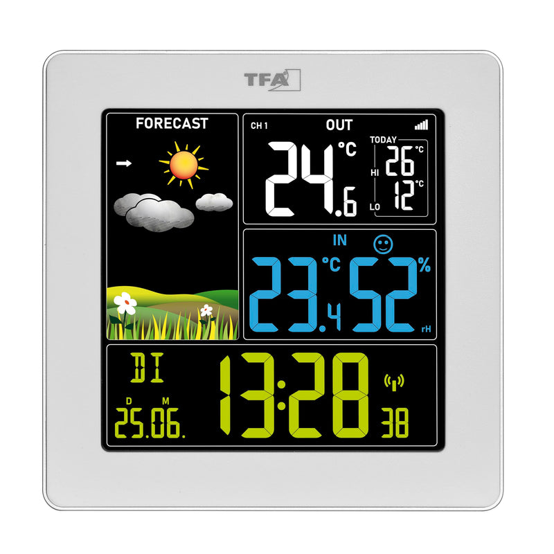 [Australia - AusPower] - TFA Dostmann SUN2 35.1174 Digital Wireless Weather Station with Outdoor Sensor for Indoor and Outdoor Temperature, Large Colour Display, with Living Climate, Includes Radio-Controlled Clock with Date 
