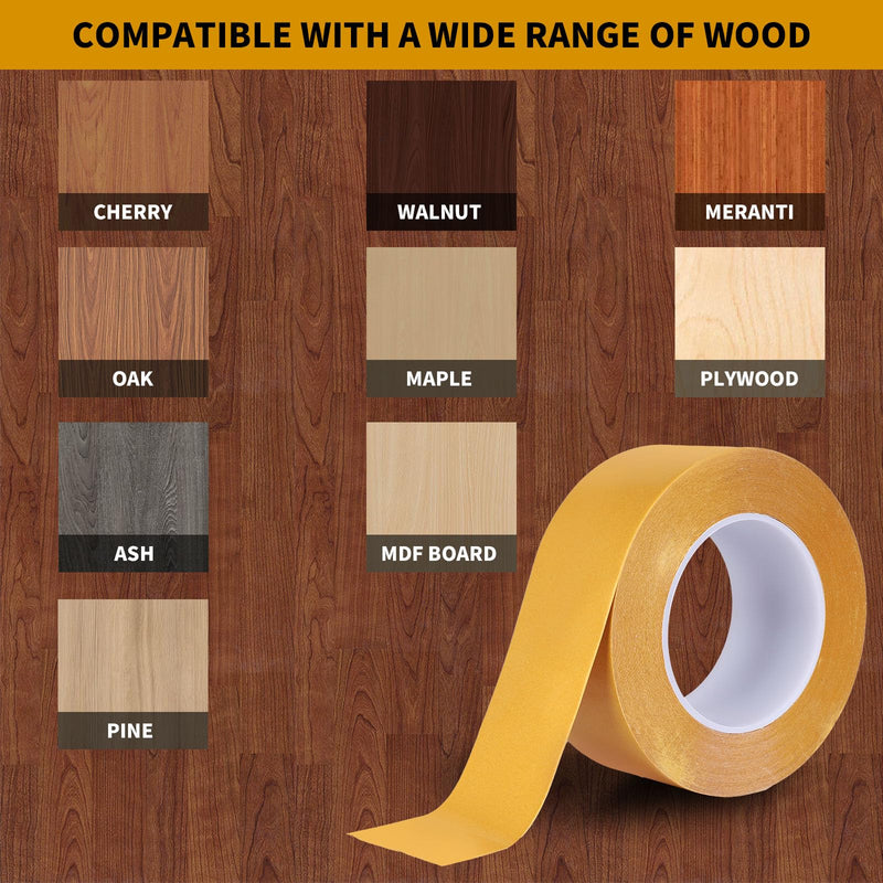 Double Sided Woodworking Tape - 2 Inch x 88 FT Heavy Duty Adhesive Tape for Carpentry, Cabinet Installation, Trim Projects Residue-Free Bonding Tape (1 Pack) Yellow 1
