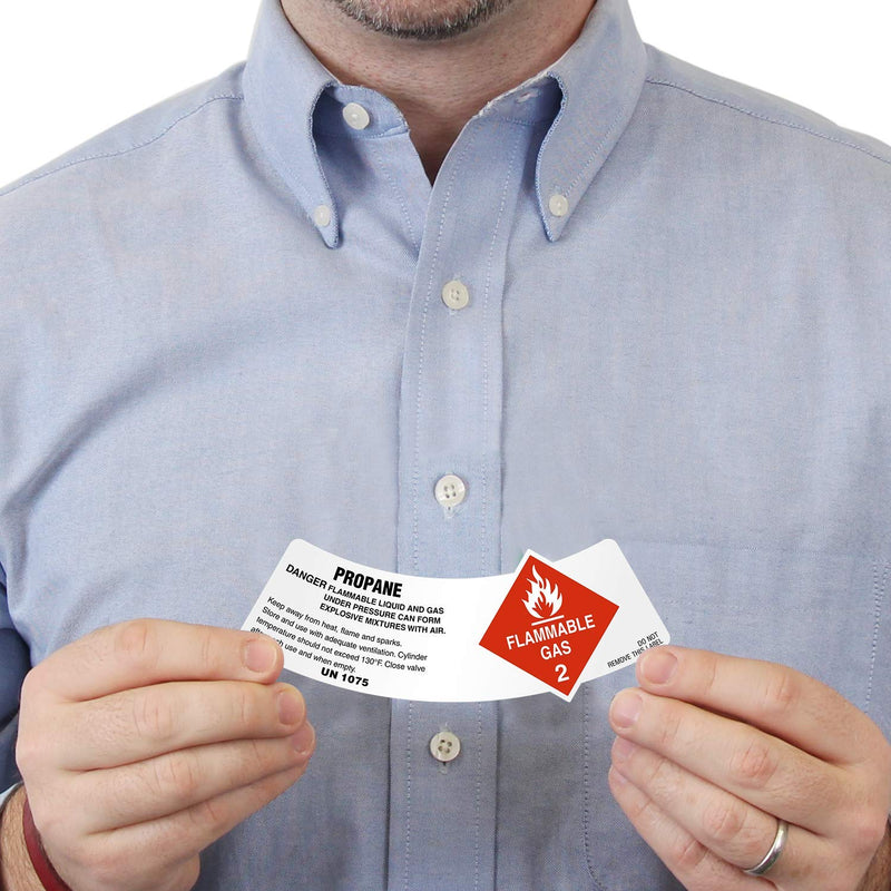 SmartSign "Propane - Class 2 Flammable Gas" Pack Of 25 Cylinder Labels | 2" x 5.25" Vinyl, Made in USA