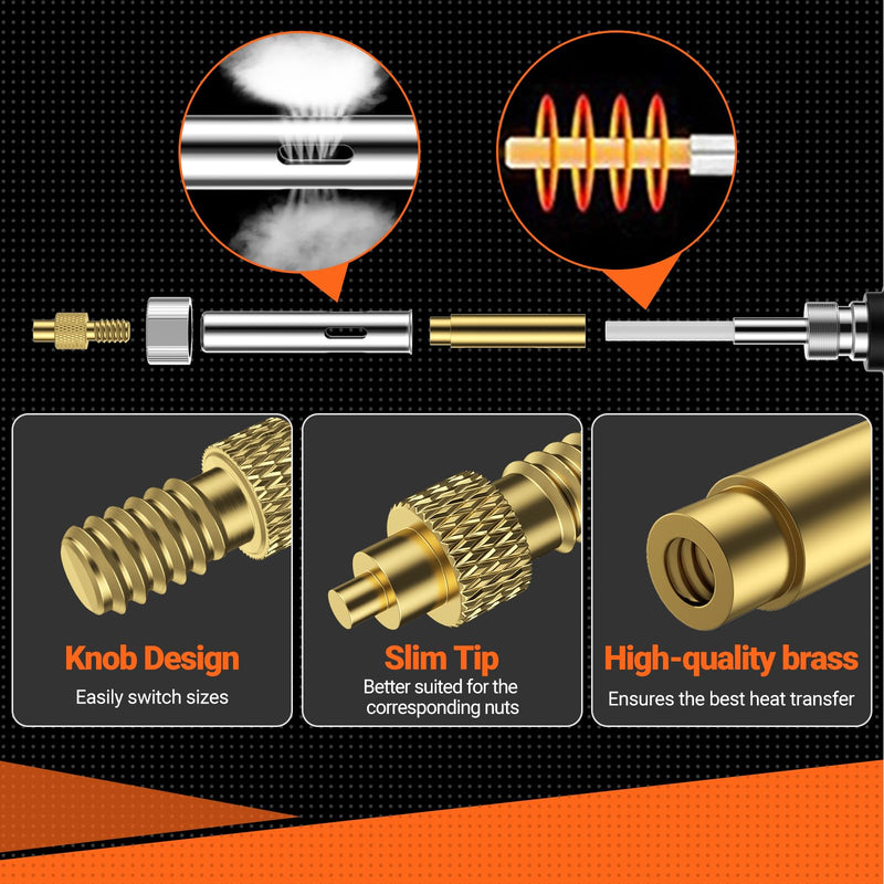 [Australia - AusPower] - Preciva Threaded Inserts Soldering Tips Set, 6-Piece Soldering Tips for Thread Insert + 350 Pieces Thread Inserts M2/M3/M4/M5/M6/M8 