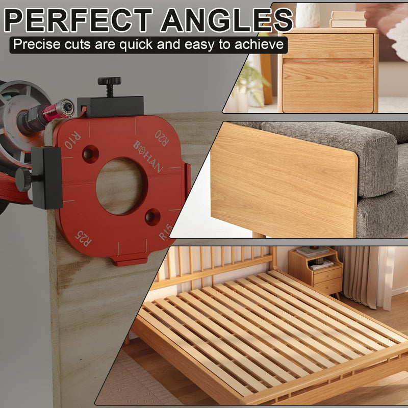 [Australia - AusPower] - Pack of 2 Red Router Jig Radius Stencil, Milling Template, Router, with Bearing Trimmer Blade, Suitable for R10 R15 R20 R25 R30 R35 R40 and R50 Radius Routing Templates - Precise Woodworking for 
