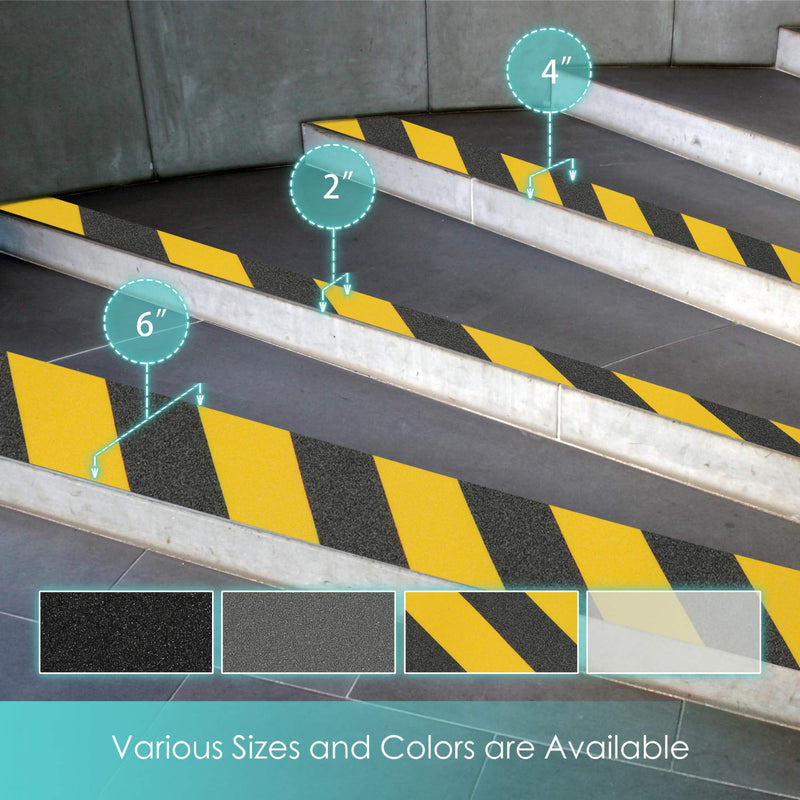 Heavy Duty Anti-Slip Grip Tape, Anti Slip Traction Tape, Non-Slip Tape, 6 Inches × 30 Foot, Black + Yellow, 80 Grit, Strong Adhesive, for Staircase, Ladder, Ramp, etc. 1