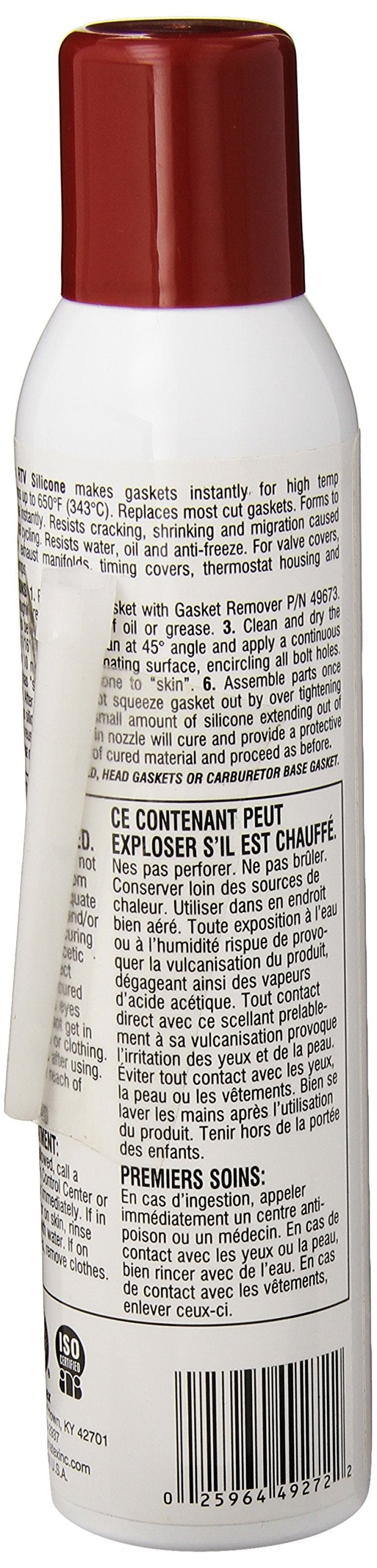 [Australia - AusPower] - 49272 Low Volatile RTV Silicone Gasket Maker, 0 to 650 Degree F, 8 oz Automatic Can, Red 