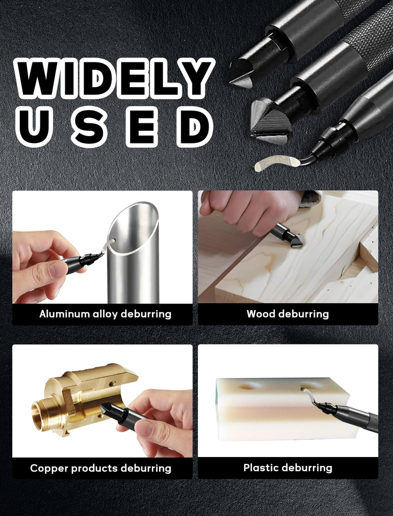 Deburring Tool Set 2 Submerged Hand Reamers with 10 Blades - Metal, Resin, PVC Pipe, Copper, Plastic, 3D Printing Edge General Purpose Pipe Trimming and 3D Printing Burr Removal Specialty (Black) black
