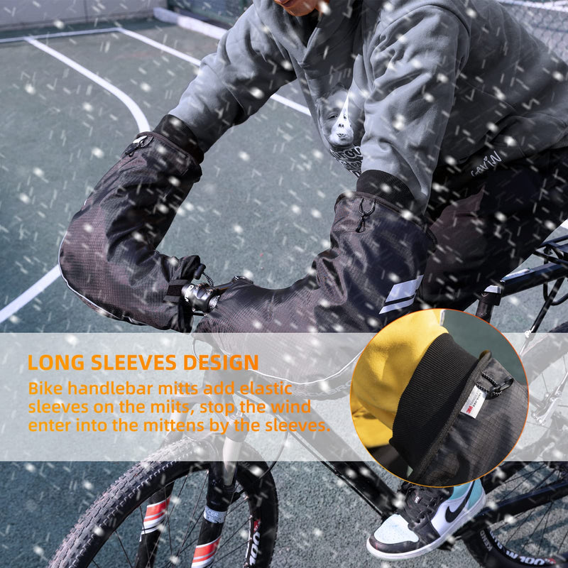 [Australia - AusPower] - ROCKBROS Handlebar Covers Mountain Bike Bicycle Handlebar Warmers Cold Weather Bike Pogies Windproof Thinsulate Thermal Winter Handlebar Gloves for Mountain Bikes, ATV, Snow Mobile, Motorcycles 